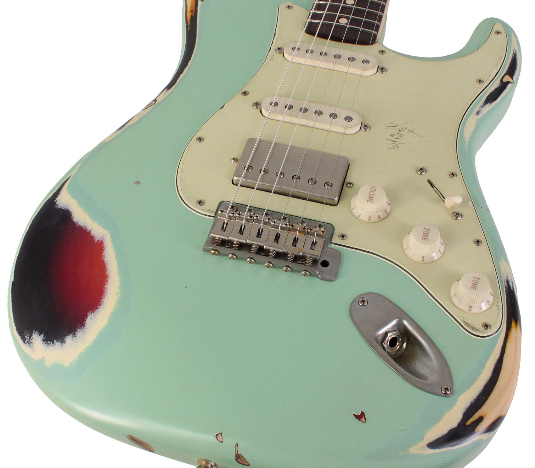 Surf green over sunburst strat top
