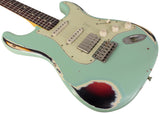 Nash S63 HSS Guitar, Surf Green over 3 Tone Sunburst