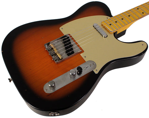Nash T57 Guitar, 2-Tone Sunburst, Light Aging, Gold Pickguard