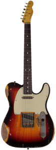 Nash T63 Guitar, 3 Tone Sunburst, Heavy Aging