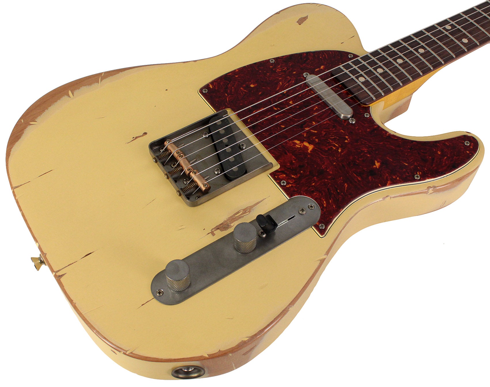 Nash T63 Guitar, Vintage White, Heavy Aging, Tortoise Shell