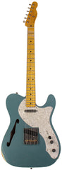 Nash T69TL Thinline Guitar, Double Bound, Ocean Turquoise Metallic, Light Aging
