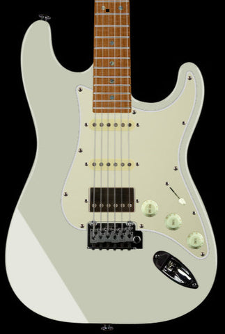 Suhr Select Classic S HSS Guitar, Roasted Neck, Maple, Olympic White, Aged Green