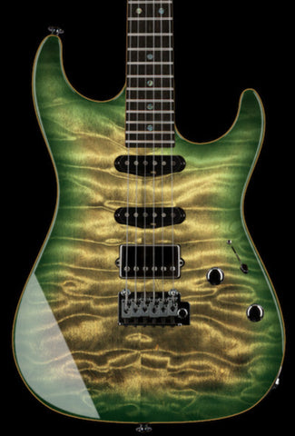 Suhr Select Standard Mahogany Guitar, Quilted Faded Trans Green Burst