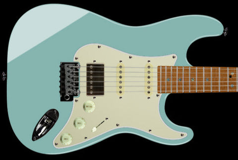Suhr Select Classic S HSS Guitar, Roasted Neck, Maple, Sonic Blue, Aged Green