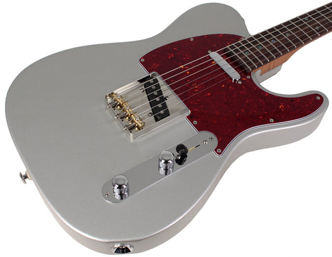 Suhr Select Classic T Roasted, Flamed, Swamp Ash, Firemist Silver Metallic, Rosewood