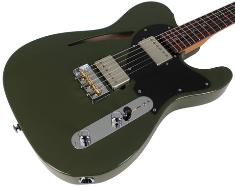 Suhr Select Alt T Cat's Eye Guitar, Dark Forest Green, Black