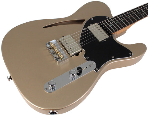 Suhr Select Alt T Cat's Eye Guitar, Shoreline Gold, Black - Humbucker Music