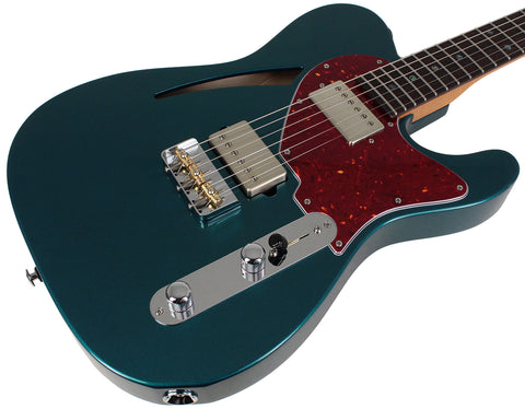 Suhr Select Alt T Cat's Eye Guitar, Ocean Turquoise Metallic, Tortoise Shell