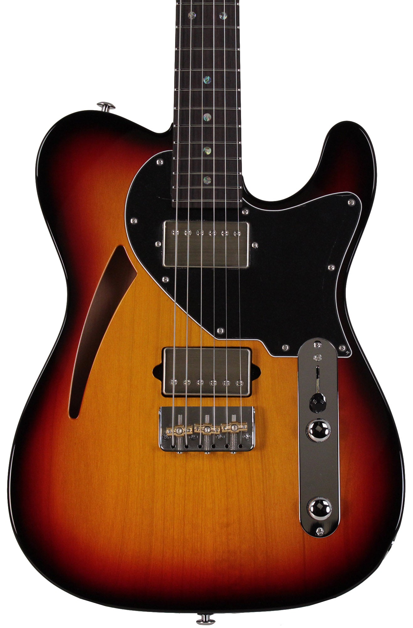 Suhr Select Alt T Cat's Eye Guitar, 3-Tone Burst, Black