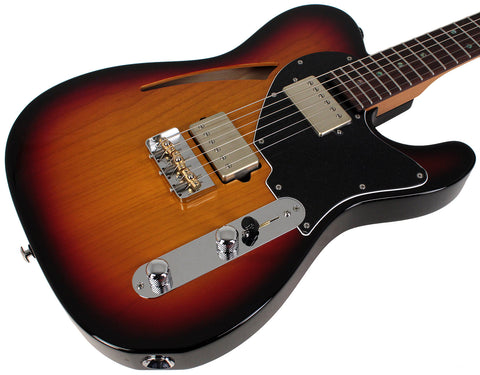 Suhr Select Alt T Cat's Eye Guitar, 3-Tone Burst, Black