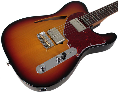 Suhr Select Alt T Cat's Eye Guitar, 3-Tone Burst, Tortoise Shell