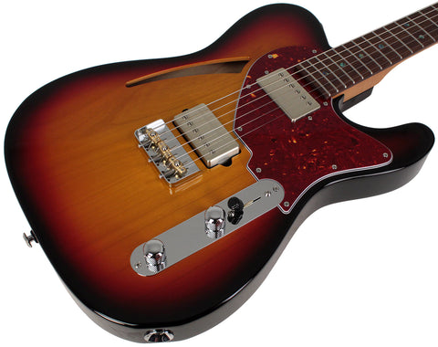 Suhr Select Alt T Cat's Eye Guitar, 3-Tone Burst, Tortoise Shell
