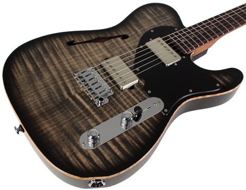 Suhr Select Alt T Plus Guitar, Trans Charcoal Burst, Black PG - Humbucker Music