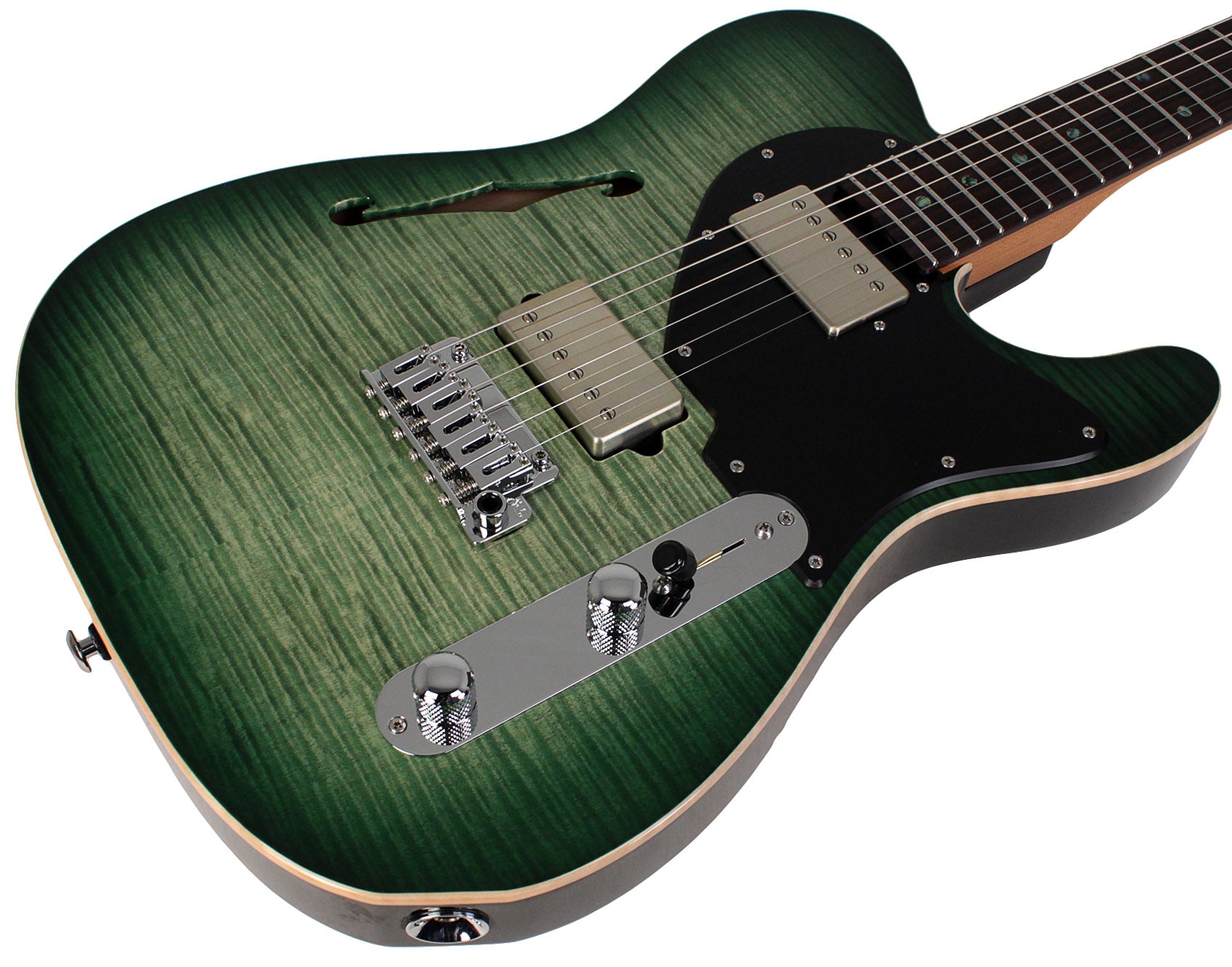 Suhr Select Alt T Guitar, Faded Trans Green Burst, Black PG
