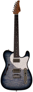 Suhr Select Alt T Plus Guitar, Faded Trans Whale Blue Burst, White Pearloid