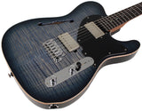 Suhr Select Alt T Guitar, Faded Trans Whale Blue Burst, Black PG