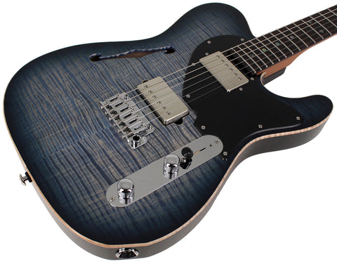 Suhr Select Alt T Guitar, Faded Trans Whale Blue Burst, Black PG