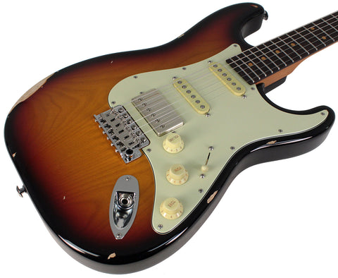 Suhr Select Classic S Antique HSS Guitar, Roasted Neck, 3-Tone Sunburst - Humbucker Music