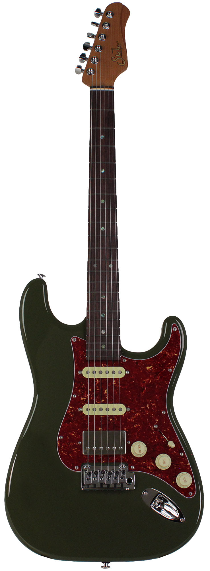 Suhr Select Classic S HSS Guitar, Roasted Neck, Forest Green, Tortoise