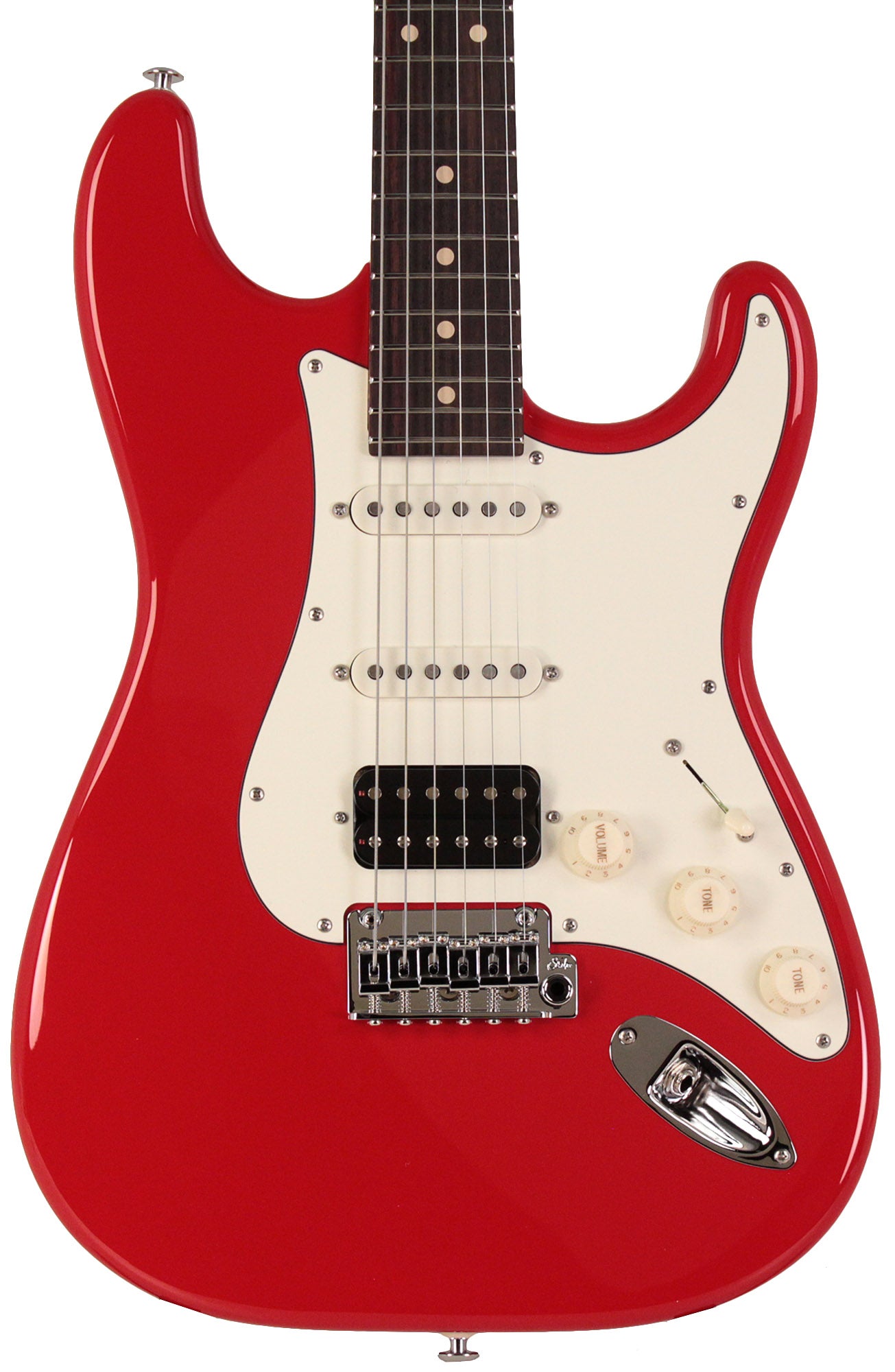 ギター Fender Mexico Standard Stratocaster Suhr Suhr Classic S HSS Guitar, Porsche Red, Rosewood | Humbucker Music
