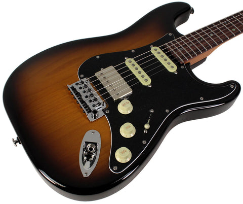 Suhr Select Classic S Antique HSS Guitar, Roasted Neck, 2-Tone Tobacco Burst, Black PG