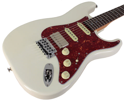 Suhr Select Classic S HSS Guitar, Roasted Neck, Olympic White, Tortoise Shell