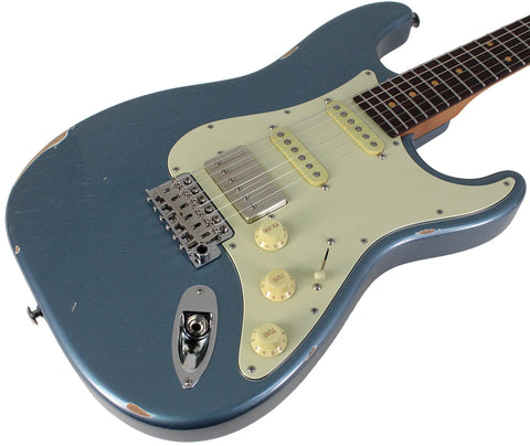 Suhr Select Classic S Antique HSS Guitar, Roasted Neck, Ice Blue Metallic - Humbucker Music