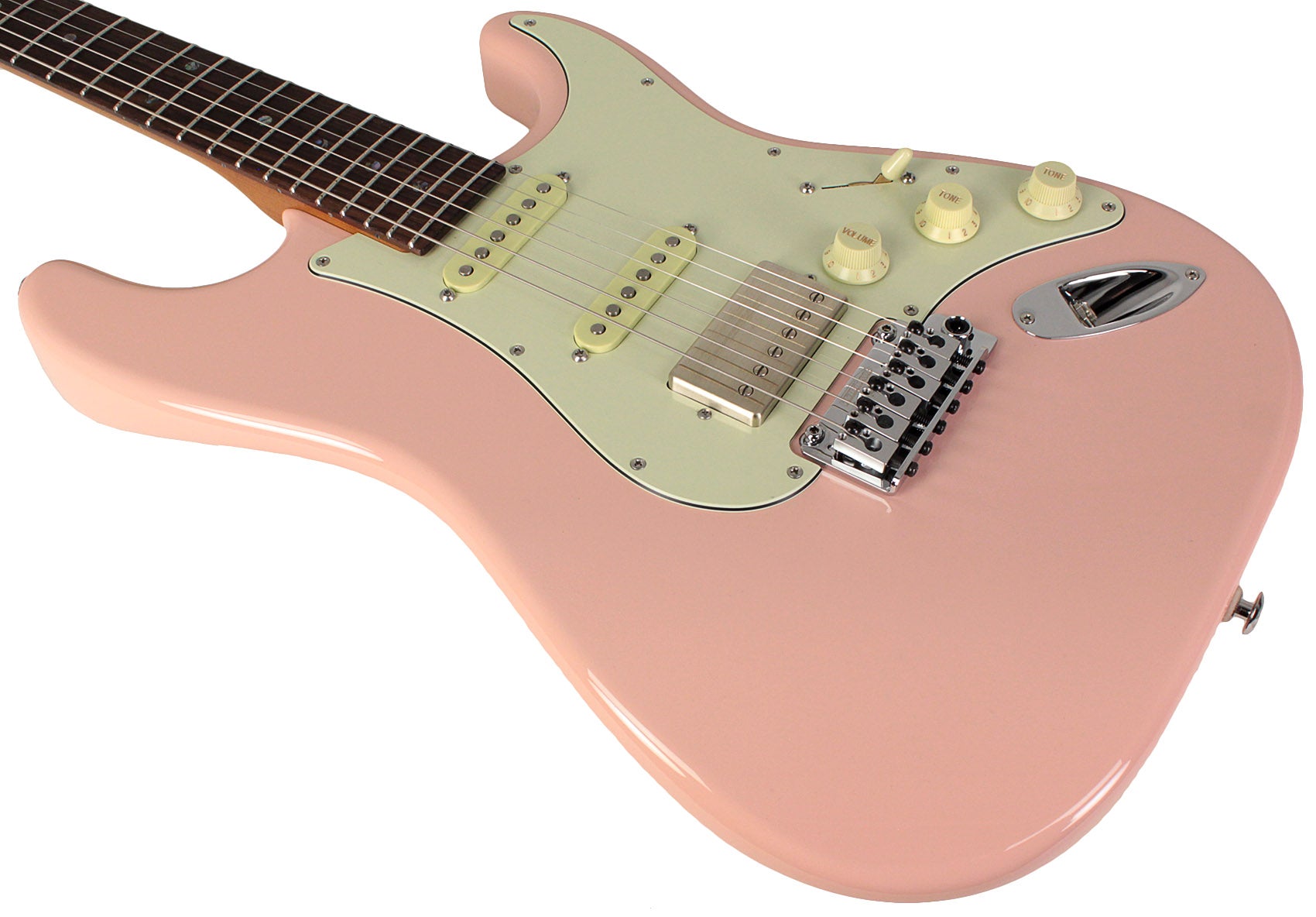 Hum Shell Suhr Select Classic S HSS Guitar, Roasted Neck, Shell Pink | Humbucker ...