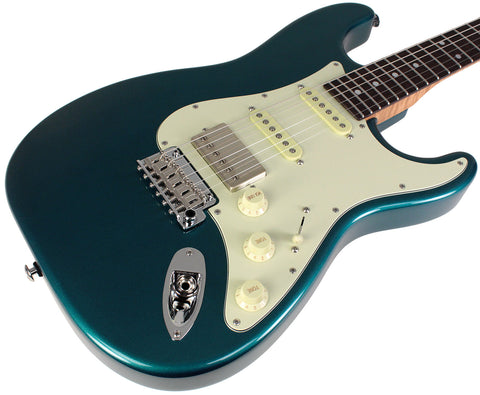 Suhr Select Classic S HSS Guitar, Roasted Flamed Neck, Ocean Turquoise, Rosewood