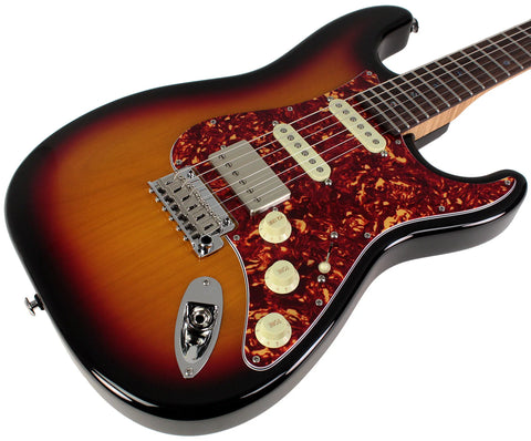 Suhr Select Classic S HSS Guitar, Roasted Neck, 3-Tone Burst, Tortoise Shell