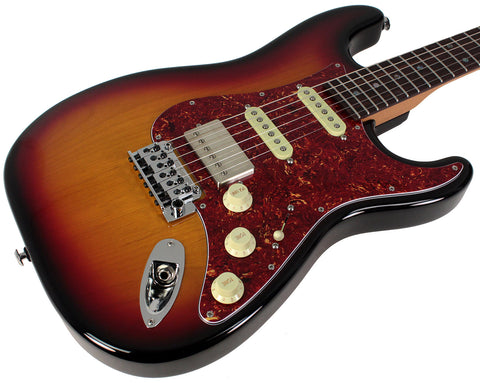 Suhr Select Classic S HSS Guitar, Roasted Neck, 3-Tone Burst, Tortoise Shell