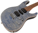 Suhr Modern Plus Guitar, Trans Blue Denim Slate, Roasted Maple, HSH