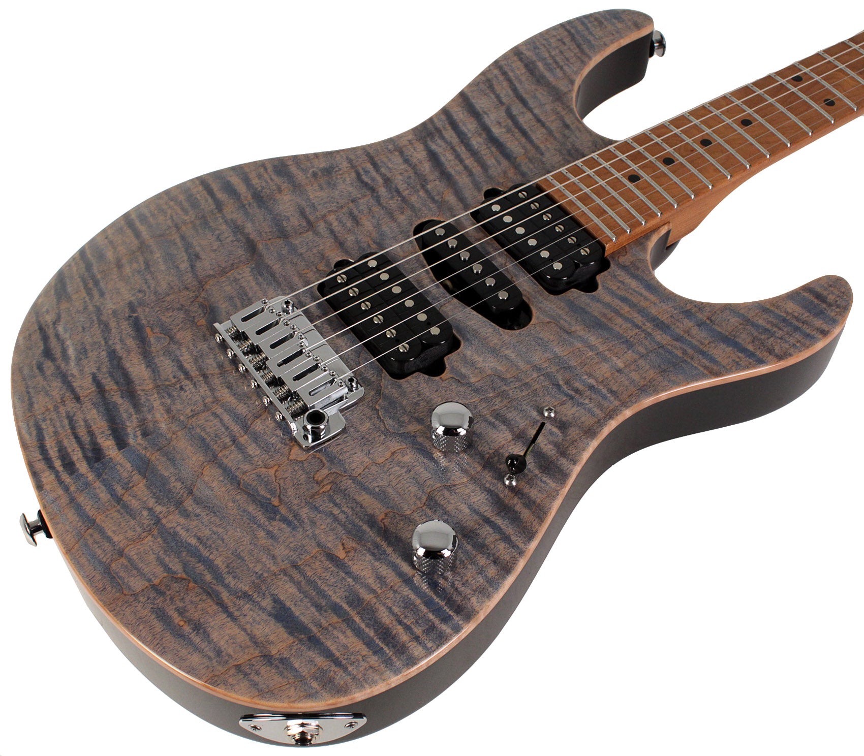 Suhr Modern Plus Guitar, Trans Blue Denim Slate, Roasted Maple