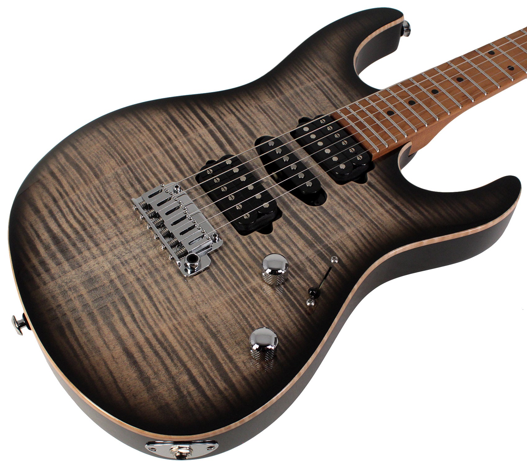 Suhr Modern Plus Guitar, Charcoal Burst, Roasted Maple, HSH
