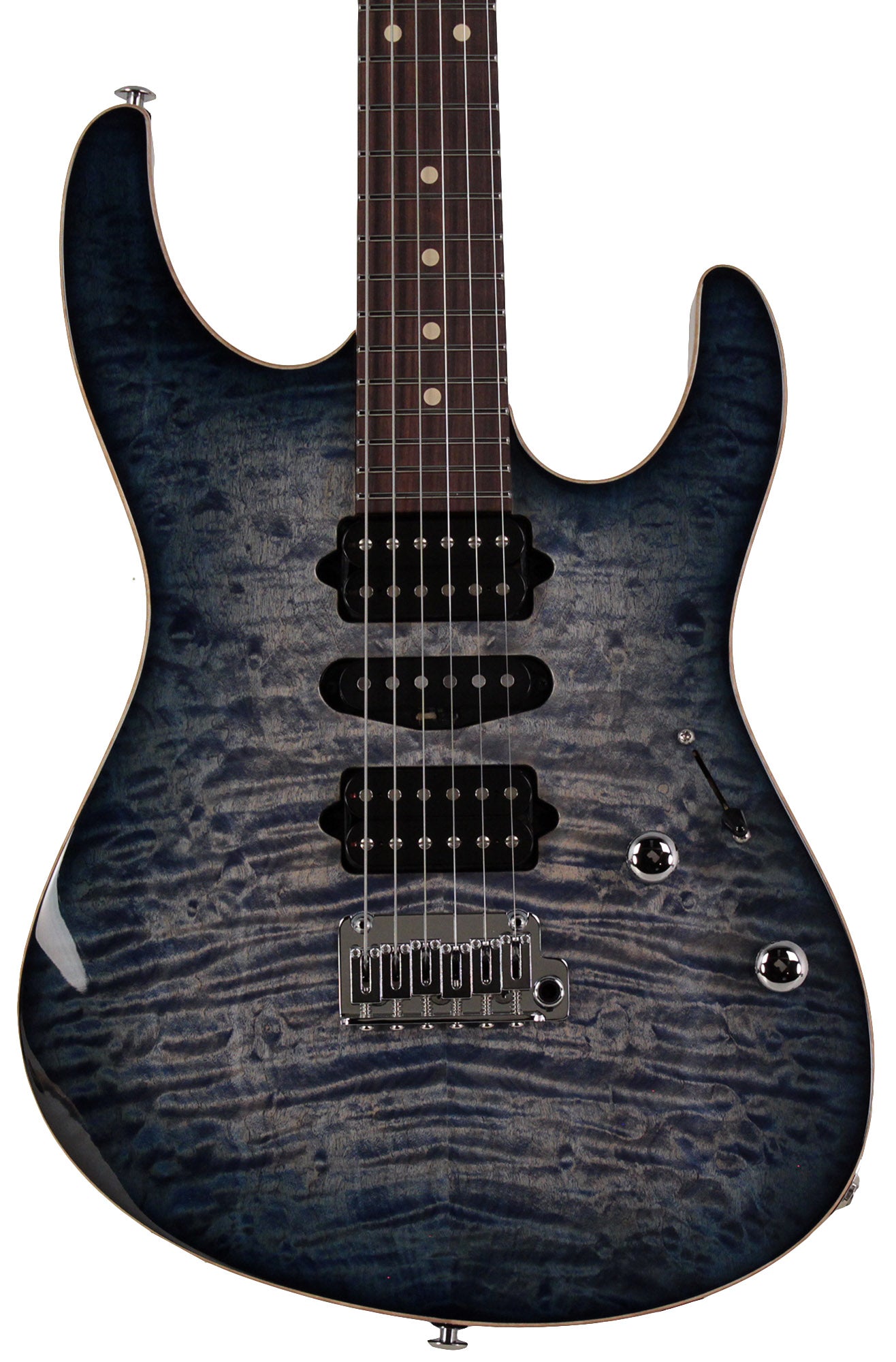 Suhr Modern Plus Guitar, Trans Whale Blue Burst, Pau Ferro, HSH