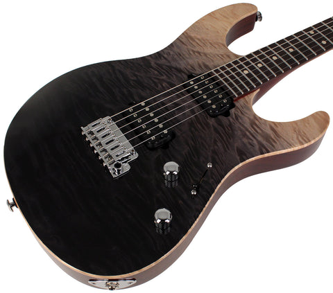 Suhr Modern Set Neck Limited Guitar, Premium Quilt Maple, Charcoal Fade