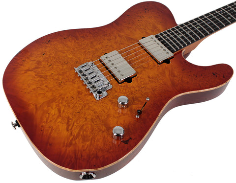 Suhr Select Modern T Mahogany Guitar, Honey Burst Burl - Humbucker Music