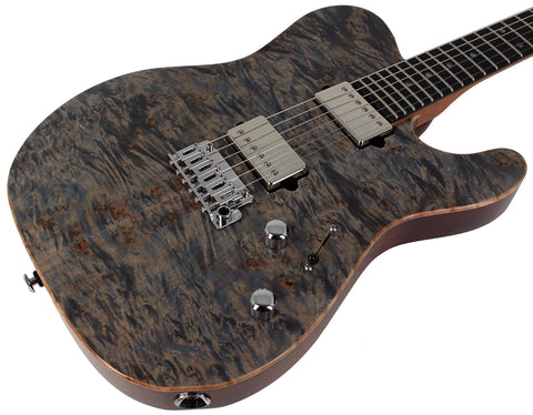 Suhr Select Modern T Mahogany Guitar, Trans Blue Denim Slate Burl