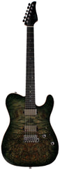 Suhr Select Modern T Mahogany Guitar, Burl, Faded Trans Green Burst