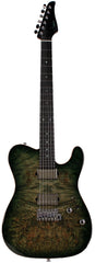 Suhr Select Modern T Mahogany Guitar, Faded Trans Green Burst Burl