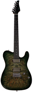 Suhr Select Modern T Mahogany Guitar, Faded Trans Green Burst Burl