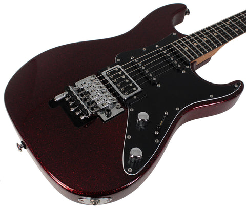 Suhr Pete Thorn Signature Custom HSS Guitar, FU-Tone Floyd, Red Sparkle - Humbucker Music