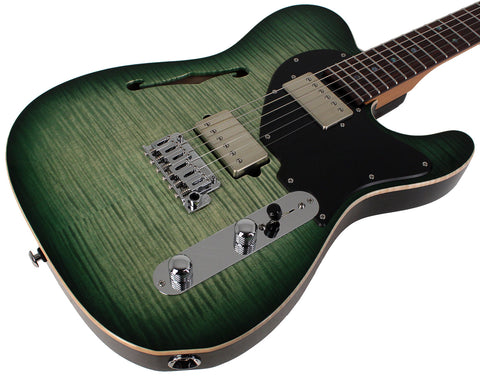 Suhr Select Alt T Guitar, Faded Trans Green Burst, Black PG