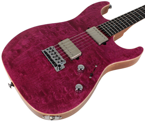 Suhr Select Standard Mahogany HH Guitar, Quilt Magenta Pink Stain - Humbucker Music