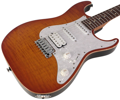 Suhr Standard Plus Guitar, Trans Honey Amber Burst, Pau Ferro - Humbucker Music