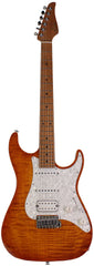 Suhr Standard Plus Guitar, Trans Honey Amber Burst, Roasted Maple