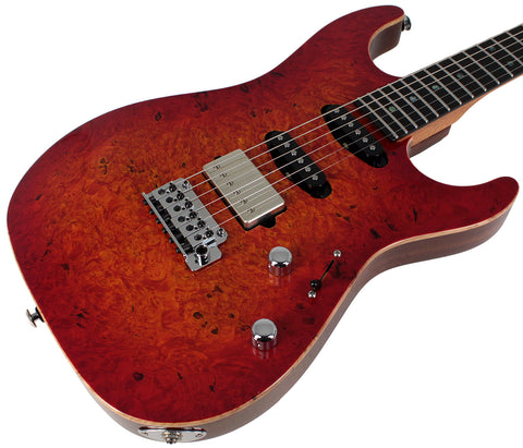 Suhr Select Standard Mahogany Guitar, Burl Fireburst