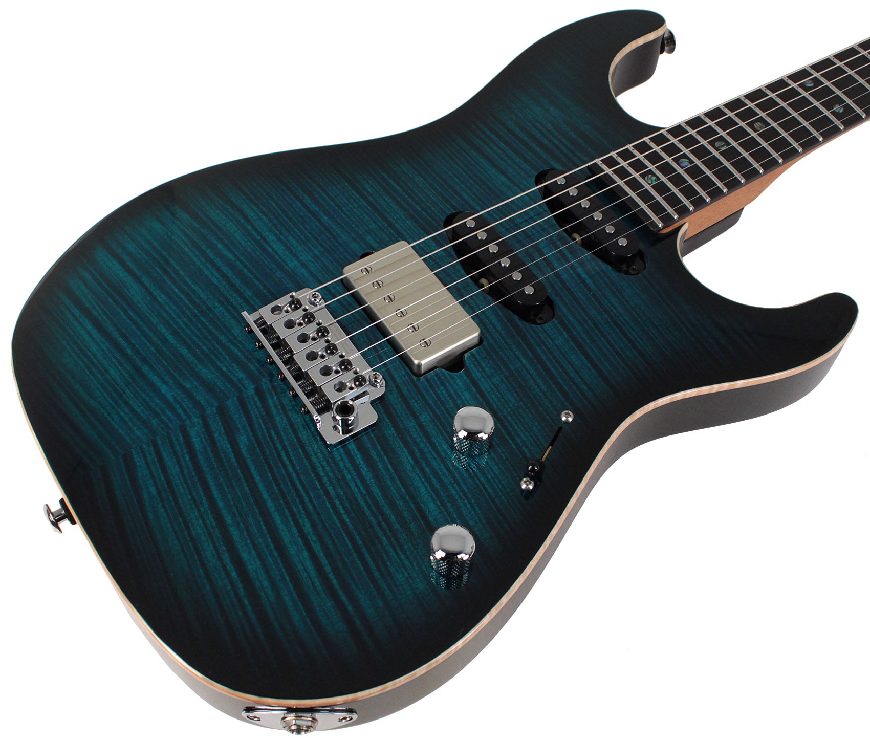 Suhr Select Standard Mahogany Guitar, Trans Teal Burst | Humbucker