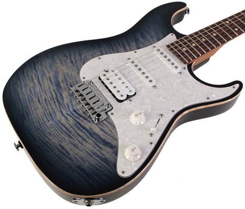 Suhr Standard Plus Guitar, Trans Whale Blue Burst, Pau Ferro